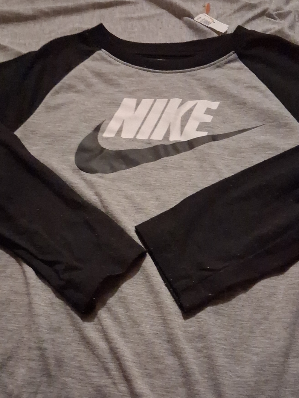 Nike Black & Gray Raglan Long-Sleeve Tee for Kids